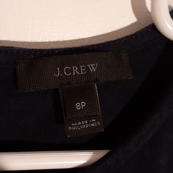 J. Crew cotton knit fitted dress dark Navy 8p 8 p petite Coastal Classic preppy - Picture 5 of 11